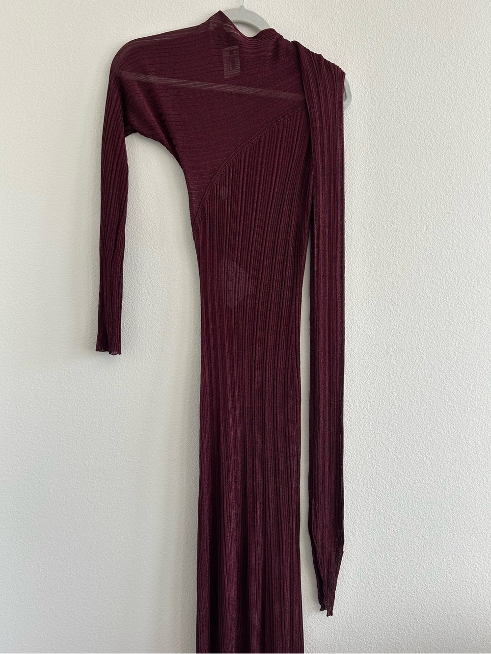 Paco Rabanne Knit Metallic Asymmetrical Lurex Rib Long Dress NEW - Picture 2 of 8